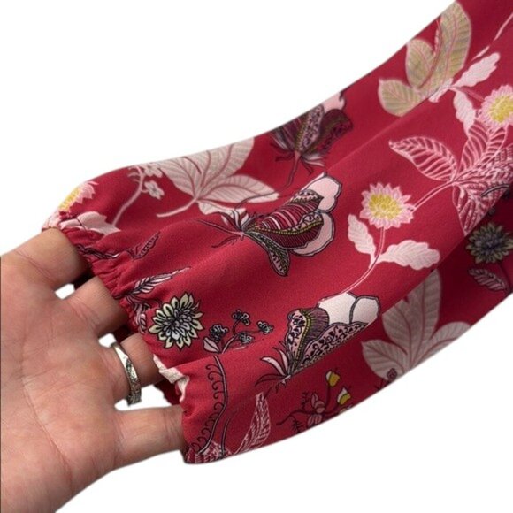 Loft Top Pink with yellow and white florals Women's Size S - Picture 6 of 9